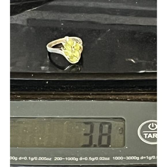 Vintage Sterling Silver Peridot Marquise Cluster Cocktail Ring Size 6 - Picture 14 of 14